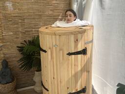 Okrúhly cédrový fytobarel so skosením, mini sauna, cédrový sud