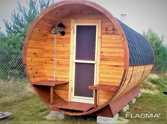 Sudová sauna z termo dreva Fassauna-6.5 na kľúč 6,5x2,15m