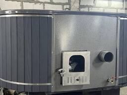 Štvorcová kúpacia kaďa s pieckou na drevo